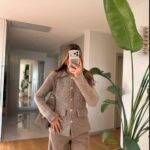 Beige Wool Button Front Cardigan