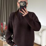 Brown Knit Oversized Sweater