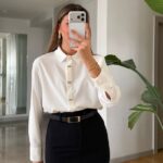 White Bow Button Blouse
