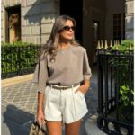 Beige Oversized Short Sleeve Shirt