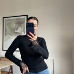Black Knit Top With Lace Cuffs