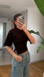 Brown Short Sleeve Top - Image 2