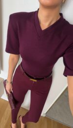 Burgundy V-Neck Body - Image 2