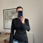 Black Satin Lace Trim Blouse