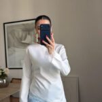 White Satin Lace Trim Blouse