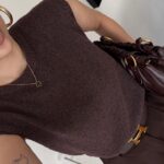 Sleeveless Brown Knit Vest