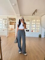 Women's Dark Gray Drawstring Lounge Pants - Image 2