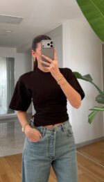 Brown Short Sleeve Top