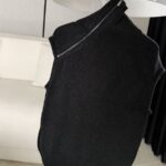 Black Knit Asymmetric Zipper Vest
