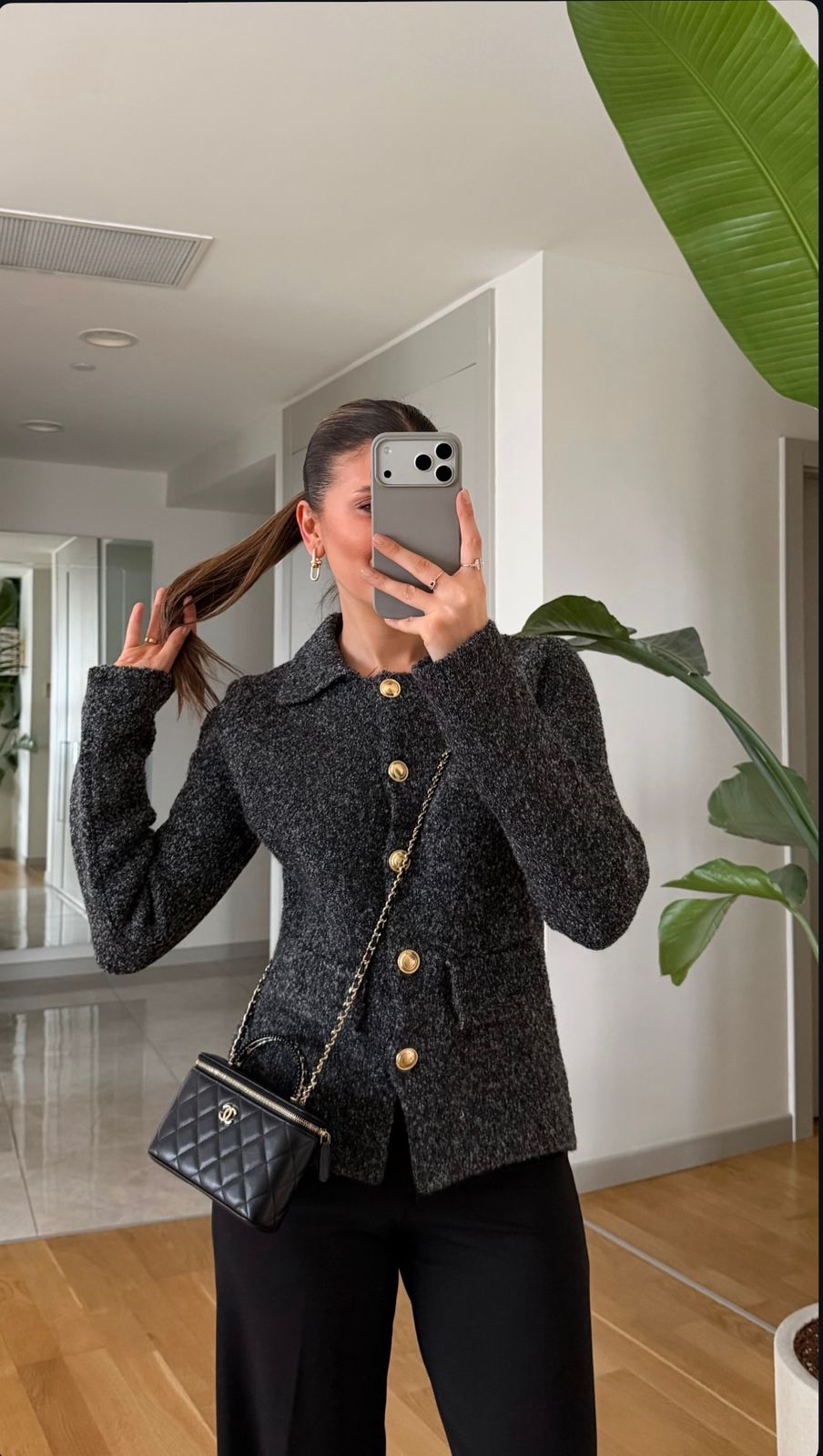 f81dc852-2eab-44ba-b526-27bc12a317b0 Charcoal Wool Button Front Cardigan - Image 1