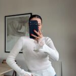 White Knit Top With Lace Cuffs