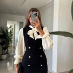 Black and White Bow Tie Mini Dress