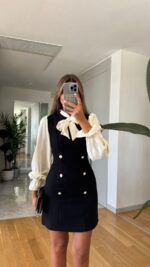 Black and White Bow Tie Mini Dress