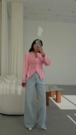 Pink Button Front Blazer - Image 2