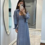 Light Blue Maxi Dress and Shirt Set