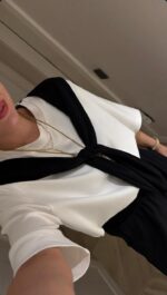 Black and White Wide Leg Pants Set - Image 2