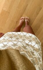 Beige Geometric Pattern Mini Skirt - Image 2