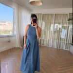 Dark Blue Denim Maxi Dress