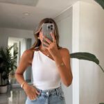 White One Shoulder Tank Top