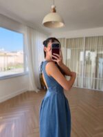 Dark Blue Denim Maxi Dress - Image 4