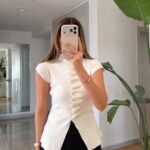 White Cap Sleeve Button Front Blouse