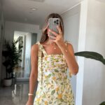 Yellow Floral Print Sundress With Tie Straps
