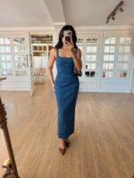 Women's Blue Denim Maxi Dress