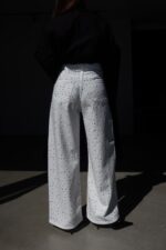 White Wide Leg Jeans With Silver Studs - Image 4