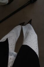 White Wide Leg Jeans With Silver Studs - Image 2