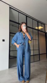 Blue Denim Shirt and Pants Set