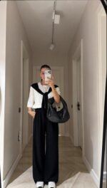Black and White Wide Leg Pants Set - Image 3