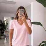 Light Pink V-Neck T-Shirt