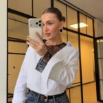 White Button Up Shirt With Black Lace