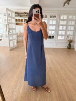 Navy Blue Maxi Dress and Shirt - Image 2