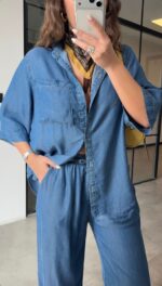 Blue Denim Shirt and Pants Set - Image 3