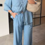 Light Blue Denim Shirt and Pants Set