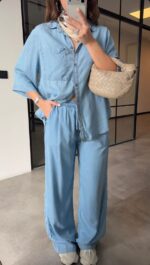 Light Blue Denim Shirt and Pants Set