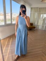 Light Blue Denim Maxi Dress - Image 3