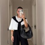 Black and White Wide Leg Pants Set