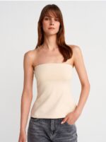 Beige Strapless Tube Top