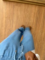 Light Blue Wide Leg Drawstring Pants - Image 3