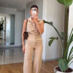 Sleeveless Beige Denim Jumpsuit