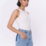 White Studded Tank Top
