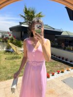 Pink Belted Midi Dress - Image 2