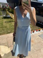 Blue Belted Midi Dress - Image 2
