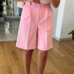 Pink Pleated Bermuda Shorts