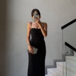 Black Lace Midi Slip Dress