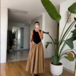 Black and Beige Maxi Dress