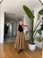 Black and Beige Maxi Dress