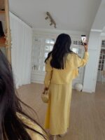 Yellow Linen Maxi Dress With Shirt - Image 2